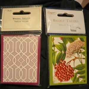 Bridge Tallies Set with Geometric and Botanical Designs